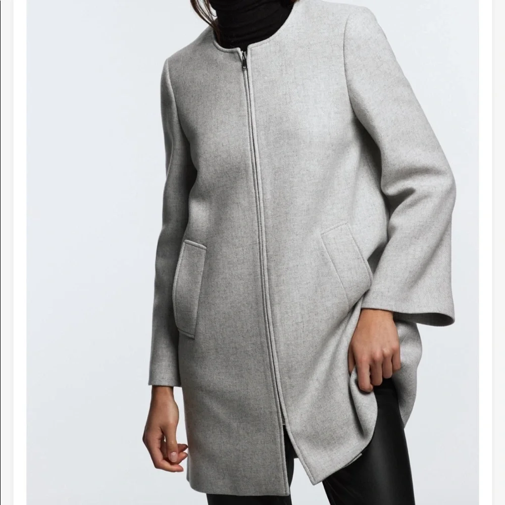 ZARA COAT WITH FAUX FUR COLLAR SZ S - Picture 2 of 10